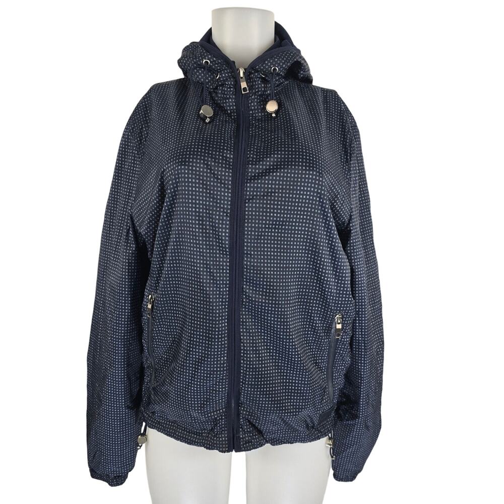 Zara Man Lightweight Hooded Pockets Blue Pattern Windbreaker Jacket M